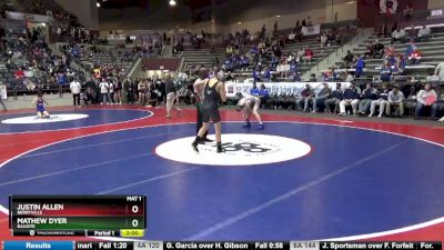 4A 132 lbs Quarterfinal - Justin Allen, Berryville vs Mathew Dyer, Bauxite