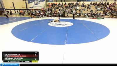 133 lbs Cons. Round 1 - Brendan Johnston, Wheaton College (Illinois) vs Zachary Weiler, University Of Wisconsin-La Crosse