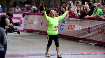 82-year old Elvira Montes runs the beer mile