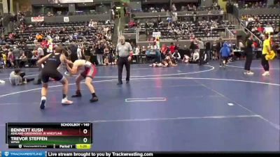 140 lbs Cons. Round 2 - Bennett Kush, Ashland-Greenwood Jr Wrestling vs Trevor Steffen, WPWC