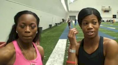 Former Aggies Gabby Mayo & Porscha Lucas post O.D. 200m at Texas A&M Challenge 2012