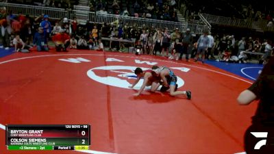 98 lbs Semifinal - Bryton Grant, Cody Wrestling Club vs Colson Siemens, Natrona Colts Wrestling Club