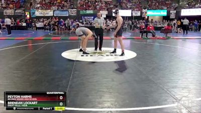 AA - 205 lbs Quarterfinal - Peyton Harms, Billings Senior High School vs Brendan Lockart, Great Falls / MSDB