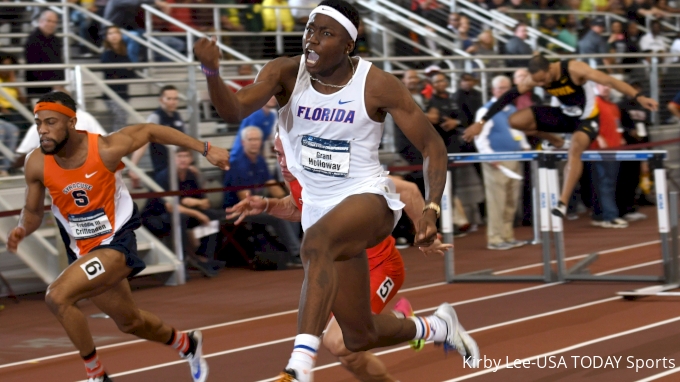 Grant Holloway wins the 60m hurdles