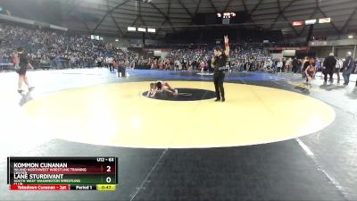 63 lbs Cons. Round 2 - Lane Sturdivant, South West Washington Wrestling Club vs Kommon Cunanan, Inland Northwest Wrestling Training Center