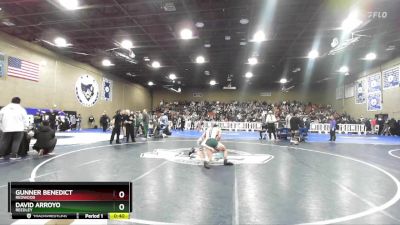 138 lbs Cons. Round 6 - David Arroyo, Reedley vs Gunner Benedict, Redwood