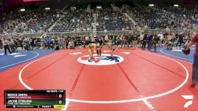 119 lbs Quarterfinal - Jacob Stirling, Camel Kids Wrestling vs Royce Smith, Lander USA Wrestling