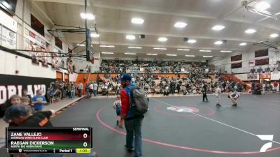 43 lbs Semifinal - Zane Vallejo, Sheridan Wrestling Club vs Raegan Dickerson, North Big Horn Rams