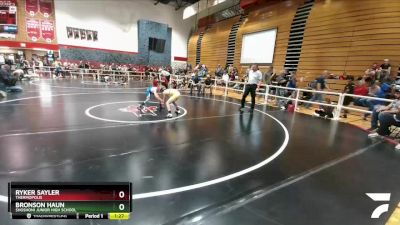 84 lbs Cons. Semi - Bronson Haun, Shoshoni Junior High School vs Ryker Sayler, Thermopolis