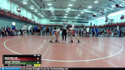 152 lbs Champ. Round 2 - Henry Redman, Columbus East Wrestling Club vs Brayden Lee, Central Middle School