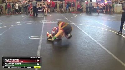 90 lbs Cons. Round 3 - Makaylin Barnett, Northeastern vs Max Wireman, Zane Trace Wrestling Club