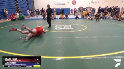 132 lbs Quarterfinal - Brady Hand, Machine Shed Wrestling vs Luke Wells, Powhatan Youth Wrestling Club