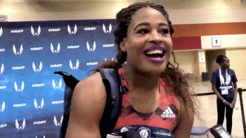 Sharika Nelvis after breaking Lolo Jones/Keni Harrison’s American Record