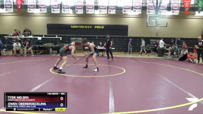 165 lbs Quarterfinal - Tyde Nelsen, Moen Wrestling Academy vs Owen Oberbroeckling, Iron Rams Wrestling Club