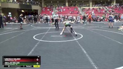 100 lbs Round 5 (6 Team) - Lincoln Valdez, Midwest Elite vs Declan Keller, Kansas Mayhem