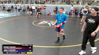 130 lbs Round 1 - Eben Caulkins, Mid Valley Wrestling Club vs Ryder Thomas, Avalanche Wrestling Association