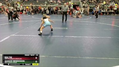 55 lbs Cons. Round 2 - Gannon Bendickson, New London-Spicer vs Ren Tse, Greater Heights Wrestling