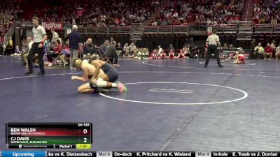 2A-120 lbs Cons. Round 2 - Ben Walsh, Bishop Heelan Catholic vs CJ Davis, Notre Dame, Burlington