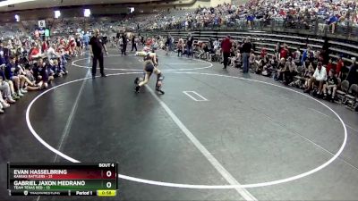 85 lbs Quarterfinals (8 Team) - Evan Hasselbring, Kansas Rattlers vs Gabriel Jaxon Medrano, Team Texas Red