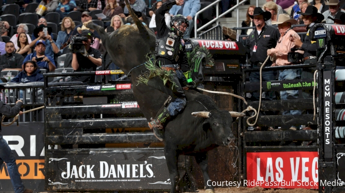 Jose Vitor Leme gets a reride on Major League Bucking Bulls's Major League