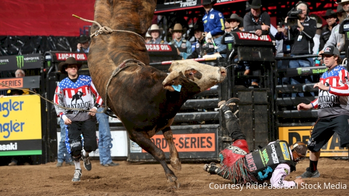 Cody Nance attempts to ride T-Raybulls/Paradign Bull Co's Sky Harbor