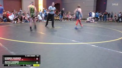 101 lbs Quarterfinal - Korben Warner, Dexter Youth Wrestling vs Royce Hansen, Stanton Broncos