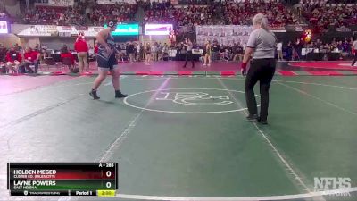 A - 285 lbs Quarterfinal - Layne Powers, East Helena vs Holden Meged, Custer Co. (Miles City)