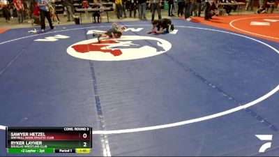 49 lbs Cons. Round 3 - Sawyer Hetzel, Greybull Basin Athletic Club vs Ryker Layher, Douglas Wrestling Club