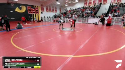 116 lbs Quarterfinal - Keani Vasconcelos, Santiago Corona vs Emily Hernandez, Hueneme