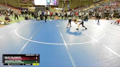 132 lbs Quarterfinal - Geronimo Rivera, Sanderson Wrestling Academy vs Miles Velasquez, Team Tulsa Wrestling Club