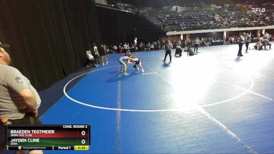 95 lbs Cons. Round 2 - Braeden Tegtmeier, Indee Mat Club vs Jayden Cline, Iowa