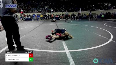 49 lbs Quarterfinal - Stella McCarther, Clinton Youth Wrestling vs Gracelynn Pinkston, Pocola Youth Wrestling