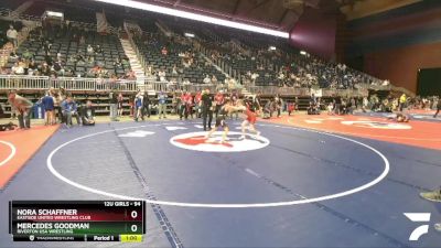 94 lbs Cons. Semi - Nora Schaffner, Eastside United Wrestling Club vs Mercedes Goodman, Riverton USA Wrestling