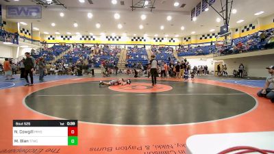 85 lbs Semifinal - Noah Cowgill, Pryor Tigers vs Mason Blan, Team Tulsa Wrestling Club