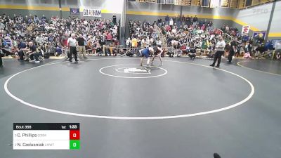 132 lbs Semifinal - Caleb Phillips, EO Smith vs Nehemiah Czelusniak, Lyman Mem/Windham Tech