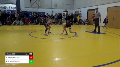 87 lbs Round Of 32 - Bronson Matthews, MMS vs Ryan Handshue, West Jefferson Hills