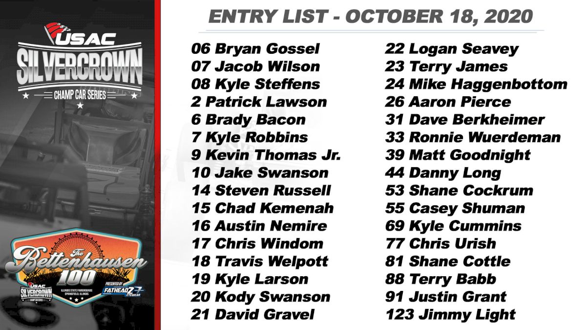 Entry List Released for Sunday's Bettenhausen