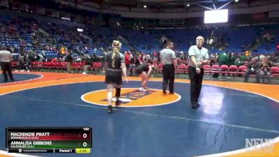 140 lbs Quarterfinal - Mackenzie Pratt, Edwardsville (H.S.) vs Annalisa Gibbons, Galesburg (H.S.)