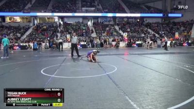 90 lbs Cons. Round 2 - Aubrey Legatt, De Soto Kids Wrestling Club vs Tegan Buck, Wellington