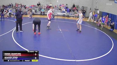 119 lbs Round 2 - Derek Crawford, Clackamas Wrestling Club vs Bohden Sowa, Salem Elite Mat Club