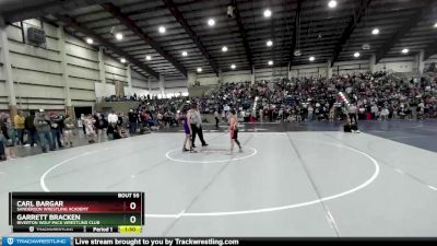 100 lbs Cons. Round 4 - Garrett Bracken, Riverton Wolf Pack Wrestling Club vs Carl Bargar, Sanderson Wrestling Academy