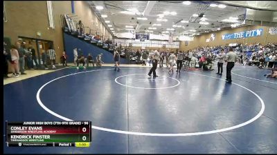 96 lbs Champ. Round 2 - Kendrick Finster, Timpanogos Wrestling vs Conley Evans, Sanderson Wrestling Academy