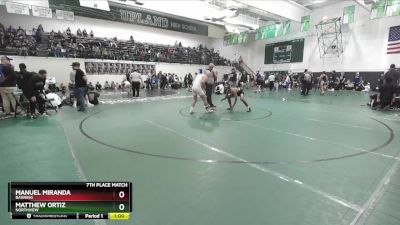 138 lbs 7th Place Match - Matthew Ortiz, Northview vs Manuel Miranda, Banning