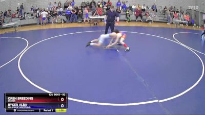 92 lbs Quarterfinal - Oren Breeding, Crater vs Ryker Alba, All-Phase Wrestling