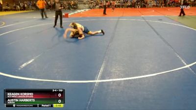 110 lbs Cons. Round 3 - Keagen Korsmo, NLS (New London/Spicer) vs Austin Harberts, Adrian