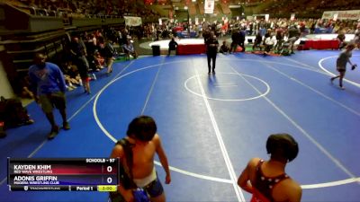 97 lbs Quarterfinal - Kayden Khim, Red Wave Wrestling vs Adonis Griffin, Madera Wrestling Club