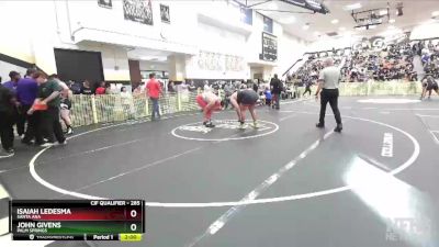 285 lbs Champ. Round 2 - Isaiah Ledesma, Santa Ana vs John Givens, Palm Springs