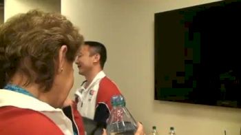 Martha Karolyi on her Flying Squirrel, Gabby Douglas