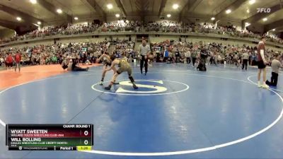 100 lbs Champ. Round 1 - Wyatt Sweeten, Willard Youth Wrestling Club-AAA vs Will Bolling, Eagles Wrestling Club Liberty North-AAA