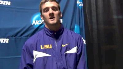 Barrett Nugent LSU after hurdle prelims at NCAA Indoor Champs 2012